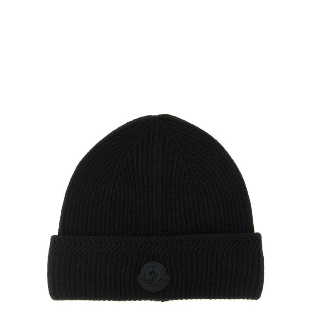 Moncler Black Virgin Wool Men's Beanie